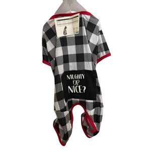 Vibrant Life Naughty or Nice Christmas Dog Pet Pajamas M Black White Plaid New